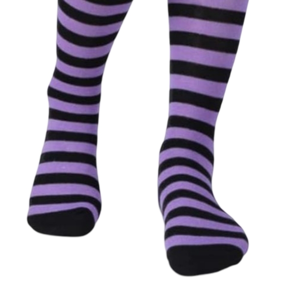 Over the Knee Striped Socks Black Purple Lavender OTK Thigh High Goth - Picture 2 of 10
